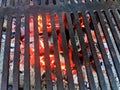 Burning coals, under the grill in the hot oven