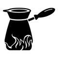 Burning coffee pot icon, simple style Royalty Free Stock Photo