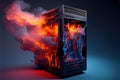 A burning computer server Royalty Free Stock Photo
