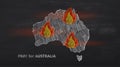 Burning continent with words Pray for Australia