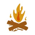 Burning cozy bonfire with firewood vector isolated