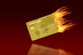 Burning Credit Card With Trailing Fire and Copy Space