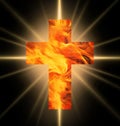 Burning Cross of fire Royalty Free Stock Photo