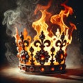 Burning crown symbolism of power decay and crisis. Visualizing instability and societal unrest Royalty Free Stock Photo