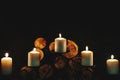 Burning in the dark candles Royalty Free Stock Photo