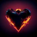 Burning dark heart. The glass heart is on fire. Digital illustration.AI-generated Royalty Free Stock Photo