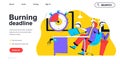 Burning deadline concept for landing page template. Vector illustration