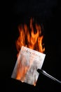 Burning a deed of trust, or mortgage. Royalty Free Stock Photo