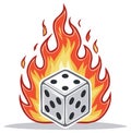 Burning dice illustration with fire flames, representing luck risk games and betting concepts, vector design Royalty Free Stock Photo
