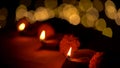 Burning Diwali Diya Lamps At Night
