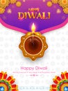 Burning diya on Happy Diwali Holiday background for light festival of India Royalty Free Stock Photo