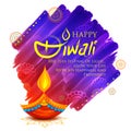 Burning diya on Happy Diwali Holiday background for light festival of India Royalty Free Stock Photo