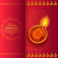 Burning diya on Happy Diwali Holiday background for light festival of India