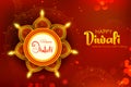 Burning diya on happy Diwali Holiday background for light festival of India