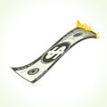 Burning Dollar Royalty Free Stock Photo