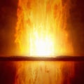 Burning doorway to hell Royalty Free Stock Photo