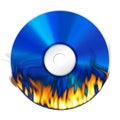 Burning DVD on white background Royalty Free Stock Photo