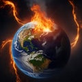 Globe burning, Earth Burning, burning earth in fire, Climate change and Global warming Concept Royalty Free Stock Photo