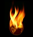 Burning Earth in Flames Royalty Free Stock Photo