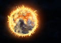 Burning Earth, global warming concept