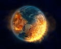 Burning Earth, global warming concept