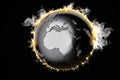 Burning Earth globe. 3d illustration Royalty Free Stock Photo