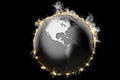 Burning Earth globe. 3d illustration