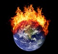 Burning earth globe west hemisphere Royalty Free Stock Photo