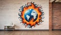 Burning Earth Illustration Ã¢â¬' Symbolic Visual of Global Warming Crisis - Fire HotAI Generated Royalty Free Stock Photo