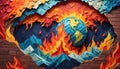 Burning Earth Illustration Ã¢â¬' Symbolic Visual of Global Warming Crisis - Fire HotAI Generated Royalty Free Stock Photo