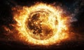 Explosive Celestial Event: Sun Collapsing in Flames Royalty Free Stock Photo