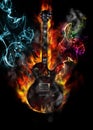 Burning electric guitar concept Royalty Free Stock Photo