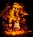 Electric guitar in flames Royalty Free Stock Photo