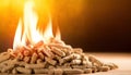 Burning Elegance: Enchanting Flames Embrace Wood Pellet Pile