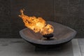 Burning eternal flame monument, memory of war symbol.