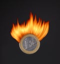 Burning euro coin Royalty Free Stock Photo