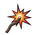 Burning explosive fuse in comic cartoon style with halftones isolated on white background. Design element for bomb or dynamite Royalty Free Stock Photo