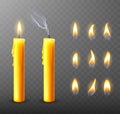Burning, extinguished candle, dripping wax Royalty Free Stock Photo