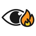 Burning Eye icon Flat design. Fiery eyes vector illustration