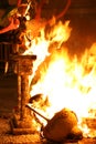 Burning Falla in Valencia. Fire. Royalty Free Stock Photo