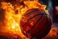 burning fire basketball ball sport logo generative ai