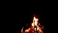 The Burning fire on a black background with space for text Royalty Free Stock Photo