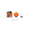 Burning fire, building insurance, safety concept, house icon Royalty Free Stock Photo