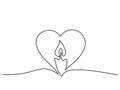 Burning fire candle continuous one line drawing