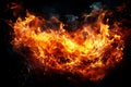 Burning fire close up bright orange and red flames on a dark background Royalty Free Stock Photo