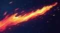 Burning fire comet flying through dark space with particles Royalty Free Stock Photo