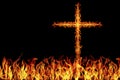 burning fire cross on fire Royalty Free Stock Photo