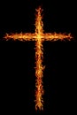 burning fire cross isolated on black Royalty Free Stock Photo