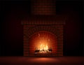 Burning fire in the fireplace. Firewood, coals, sparks, smoke. The effect of transparency. Highly realistic illustration