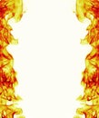 Burning fire flame frame on white background Royalty Free Stock Photo